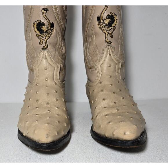 Sebastians Mexican Cowboy Boots Leather & Ostrich Mex 24 1/2 US MEN 5.5 WM 7-7.5 - Picture 3 of 12